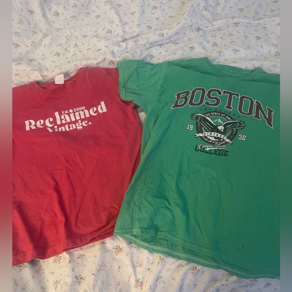 pink shirt - emioll / size M - green shirt - tillys / size M